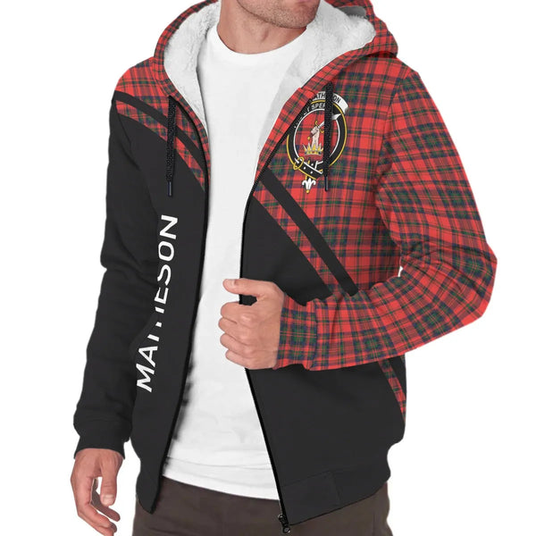 Scottish Matheson Clan Crest Tartan Curve Sherpa Hoodie