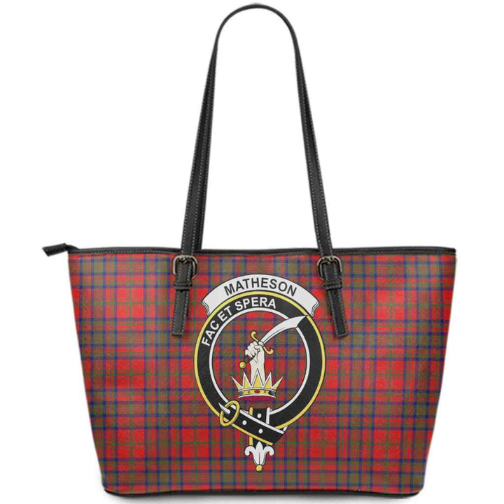 Scottish Matheson Clan Crest Tartan Leather Tote Tartan Plaid