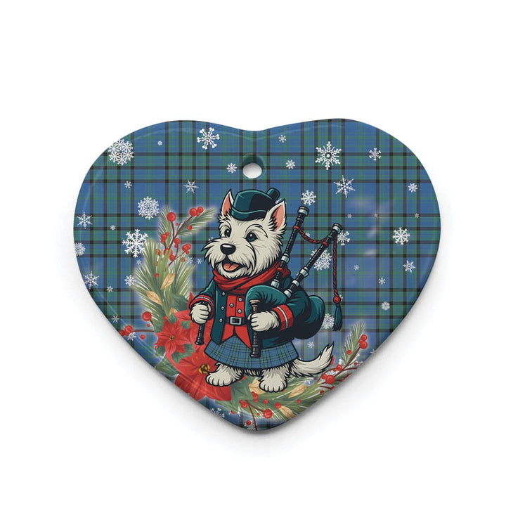 Scottish Matheson Hunting Ancient Clan Tartan Ceramic Ornament Cute Scottish Terrier Dog Heart Style Tartan Plaid