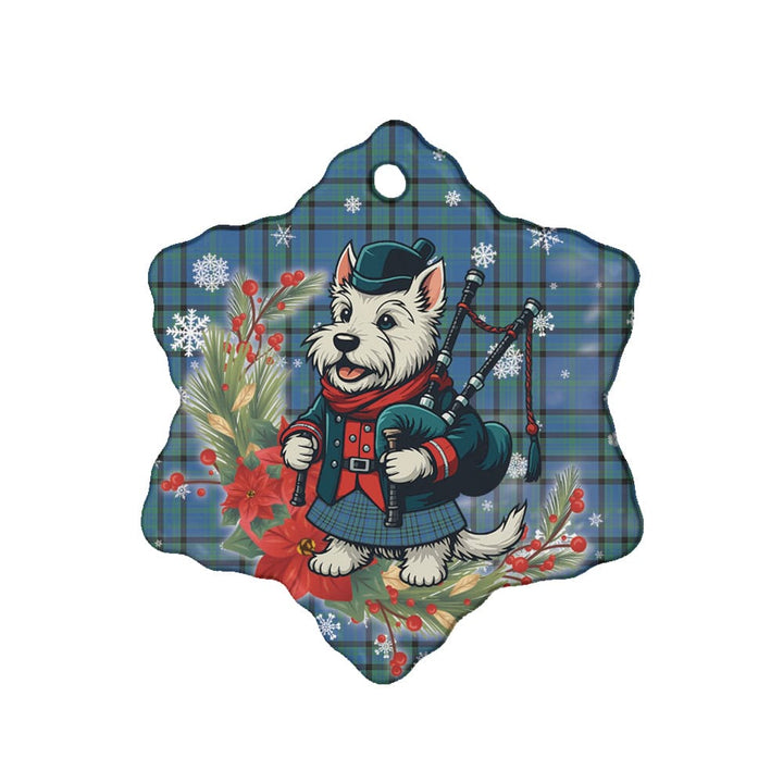 Scottish Matheson Hunting Ancient Clan Tartan Ceramic Ornament Cute Scottish Terrier Dog Snow Flake Style Tartan Plaid