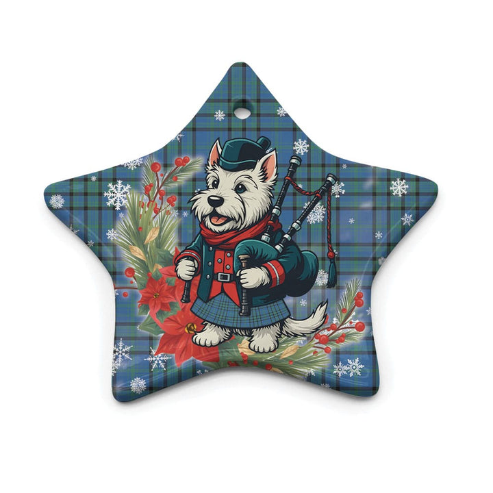Scottish Matheson Hunting Ancient Clan Tartan Ceramic Ornament Cute Scottish Terrier Dog Star Style Tartan Plaid