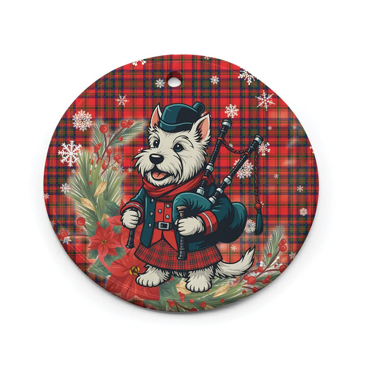 Scottish Matheson Modern Clan Tartan Ceramic Ornament Cute Scottish Terrier Dog Circle Style Tartan Plaid