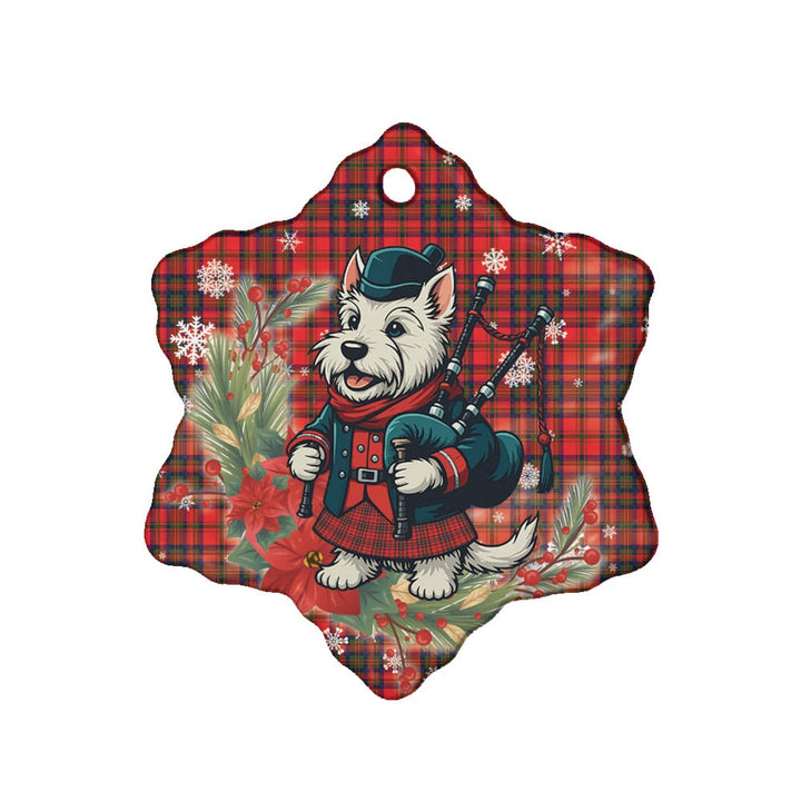 Scottish Matheson Modern Clan Tartan Ceramic Ornament Cute Scottish Terrier Dog Snow Flake Style Tartan Plaid