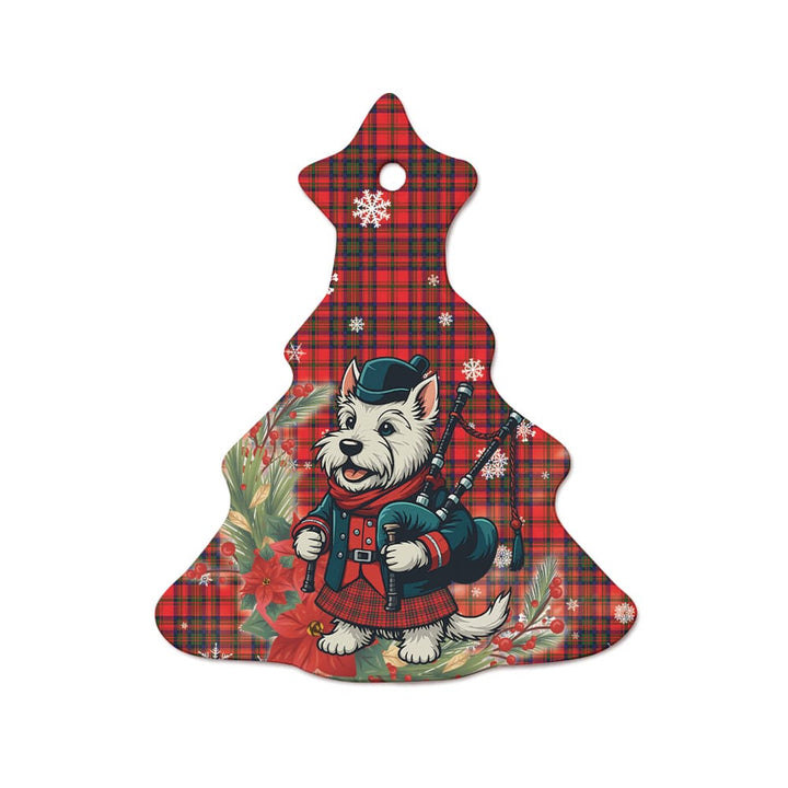 Scottish Matheson Modern Clan Tartan Ceramic Ornament Cute Scottish Terrier Dog Tree Style Tartan Plaid