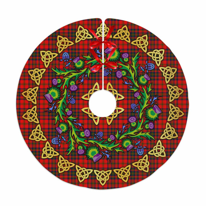 Scottish Matheson Modern Clan Tartan Thistle Celtic Knot Christmas Tree Skirt No Tassels Tartan Plaid 1