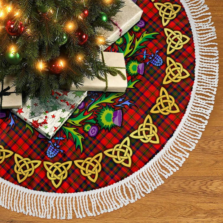 Scottish Matheson Modern Clan Tartan Thistle Celtic Knot Christmas Tree Skirt Tassels Tartan Plaid 2