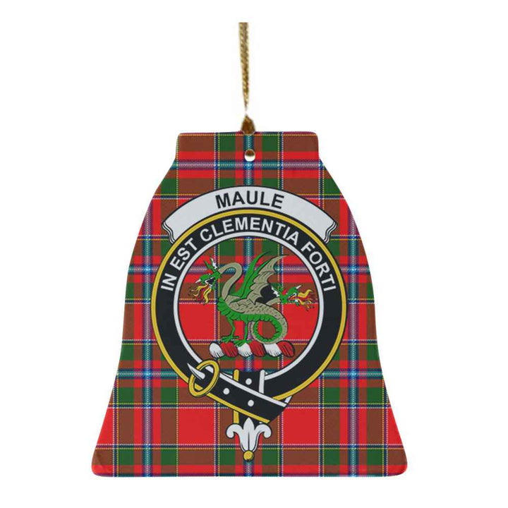 Scottish Maule Clan Crest Tartan Ceramic Ornament Bell Shape Tartan Plaid