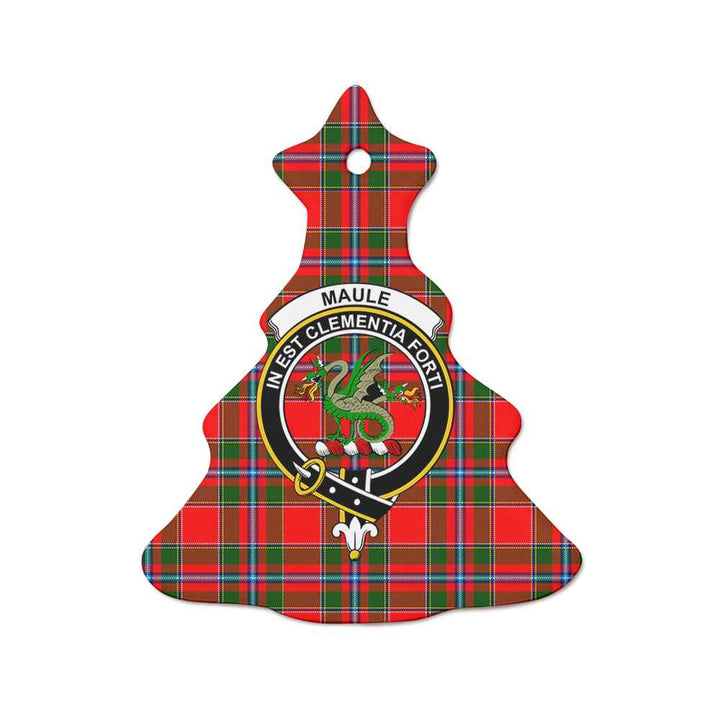 Scottish Maule Clan Crest Tartan Ceramic Ornament Tree Shape Tartan Plaid