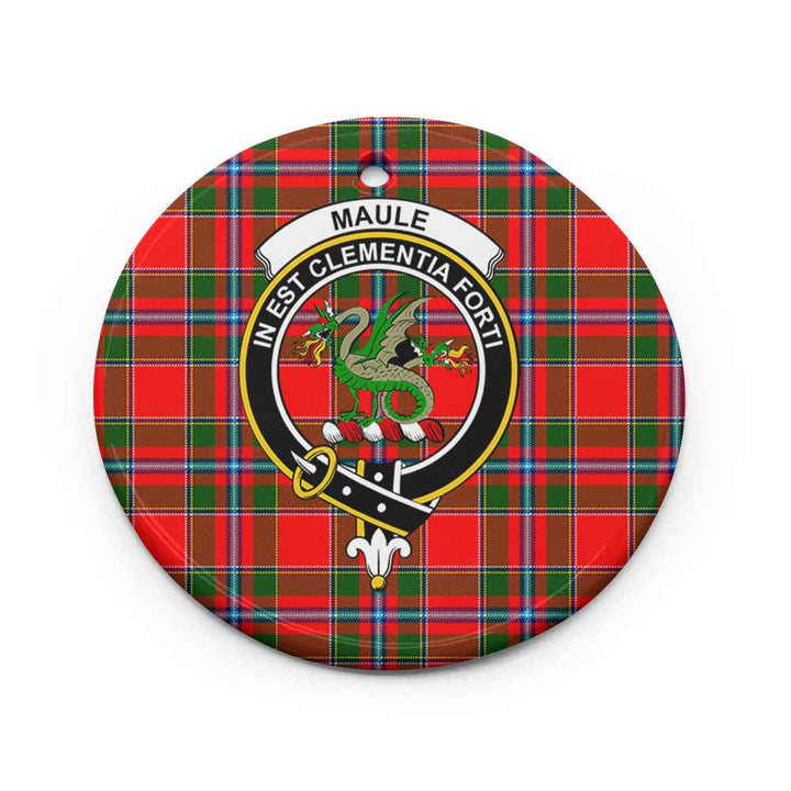 Scottish Maule Clan Crest Tartan Ceramic Ornament Circle Shape Tartan Plaid
