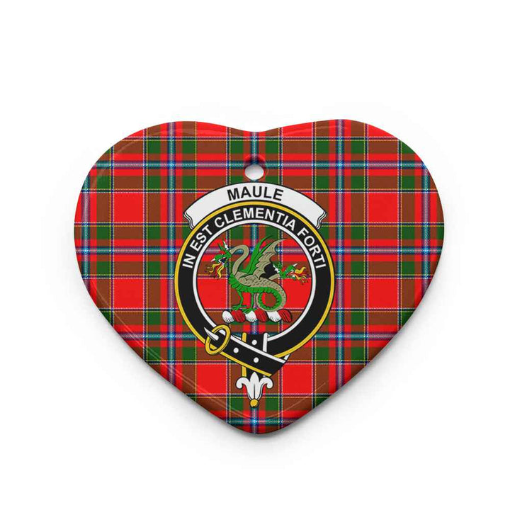 Scottish Maule Clan Crest Tartan Ceramic Ornament Heart Shape Tartan Plaid