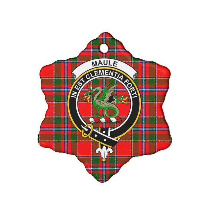 Scottish Maule Clan Crest Tartan Ceramic Ornament Snow Flake Shape Tartan Plaid