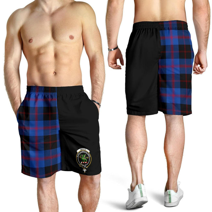 Scottish Maule Clan Crest Tartan Half of Me Men's Shorts