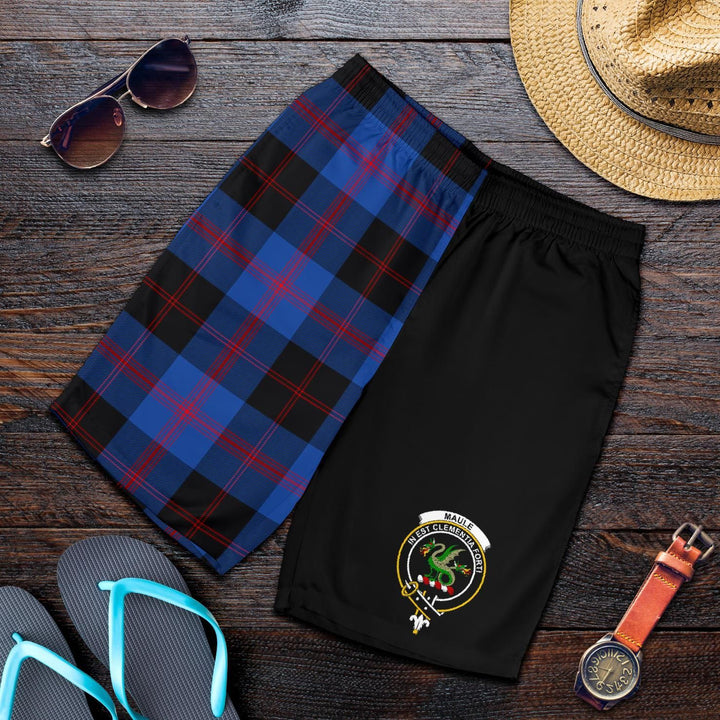 Scottish Maule Clan Crest Tartan Half of Me Men's Shorts
