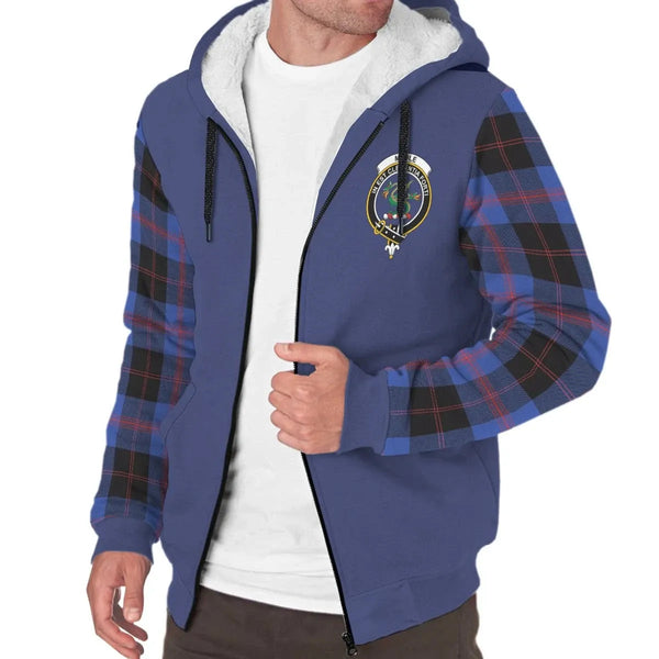 Scottish Maule Clan Crest Tartan Plaid Sleeve Sherpa Hoodie
