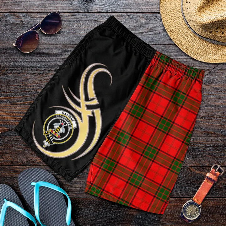Scottish Maxtone Clan Crest Tartan Believe in Me Men's Shorts