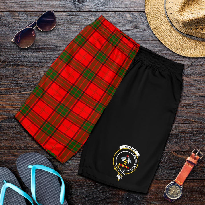 Scottish Maxtone Clan Crest Tartan Half of Me Men's Shorts