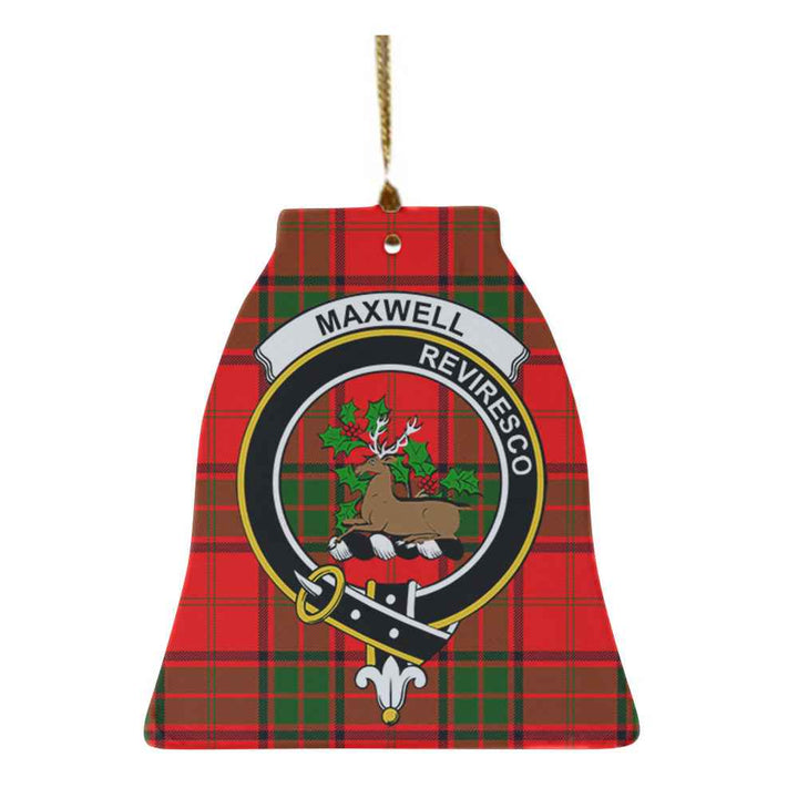 Scottish Maxwell Clan Crest Tartan Ceramic Ornament Bell Shape Tartan Plaid