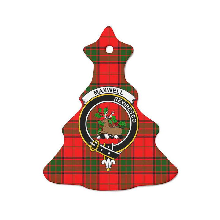 Scottish Maxwell Clan Crest Tartan Ceramic Ornament Tree Shape Tartan Plaid