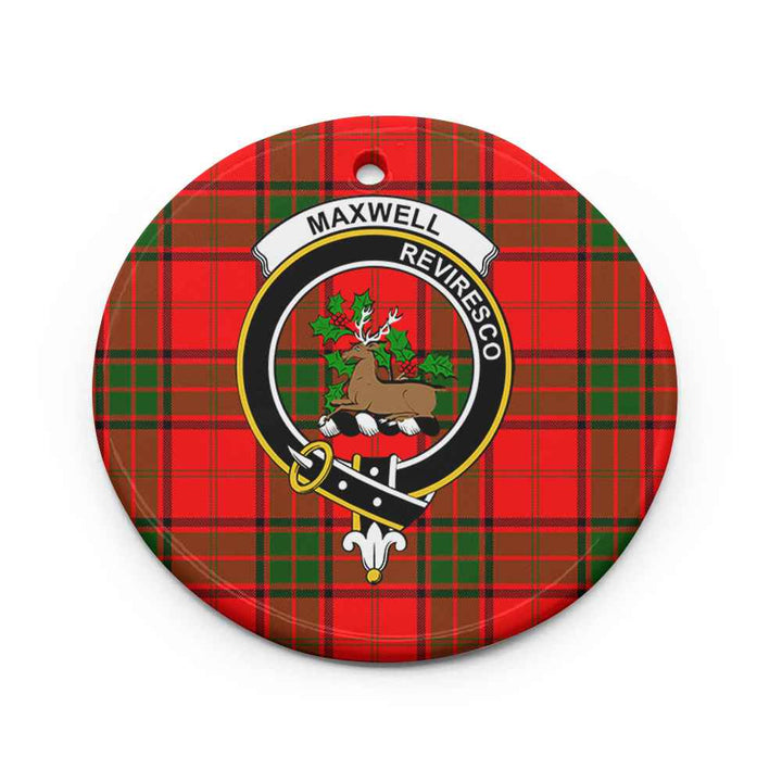 Scottish Maxwell Clan Crest Tartan Ceramic Ornament Circle Shape Tartan Plaid