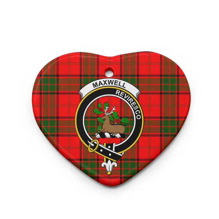 Scottish Maxwell Clan Crest Tartan Ceramic Ornament Heart Shape Tartan Plaid