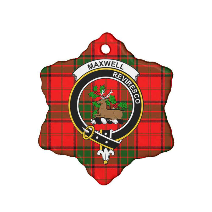 Scottish Maxwell Clan Crest Tartan Ceramic Ornament Snow Flake Shape Tartan Plaid