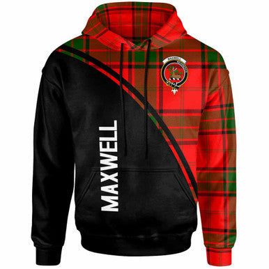Scottish Maxwell Clan Crest Tartan Curve Hoodie Front Side Tartan Plaid
