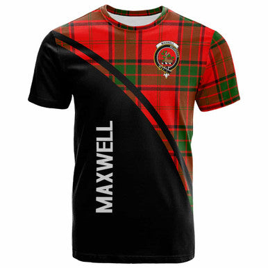 Scottish Maxwell Clan Crest Tartan Curve T-Shirt Front Side Tartan Plaid