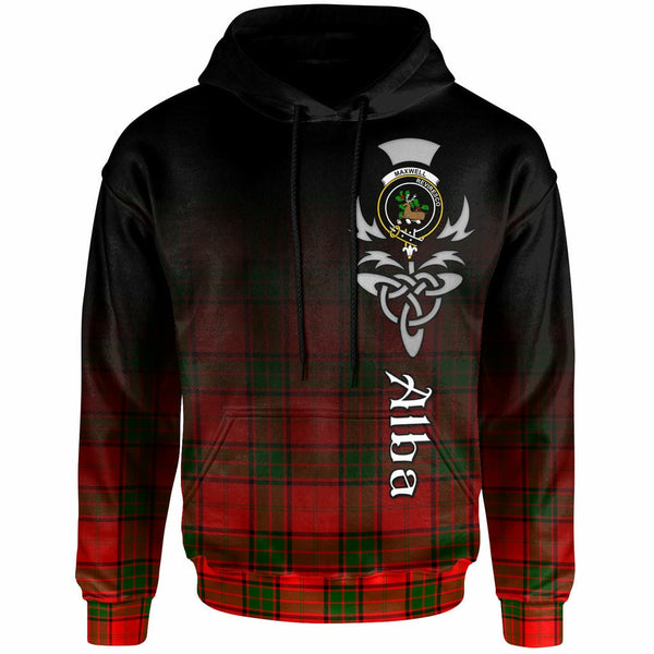 Scottish Maxwell Clan Crest Tartan Hoodie - Alba Gu Brath Family Crest Celtic Inspired Front Side Tartan Plaid