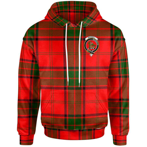 Scottish Maxwell Clan Crest Tartan Hoodie Front Side Tartan Plaid
