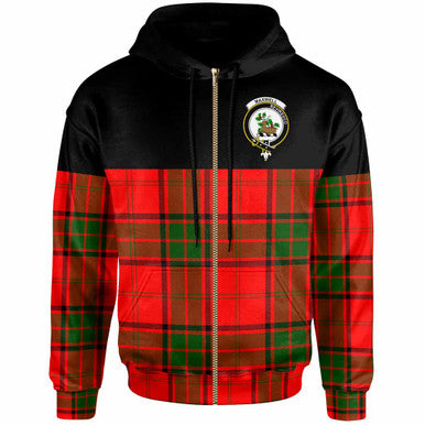 Scottish Maxwell Clan Crest Tartan Hoodie - Horizontal Style Zip-up Tartan Plaid