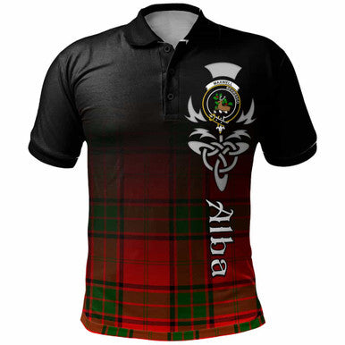 Scottish Maxwell Clan Crest Tartan Polo Shirt - Alba Gu Brath Family Crest Celtic Inspired Front Side Tartan Plaid