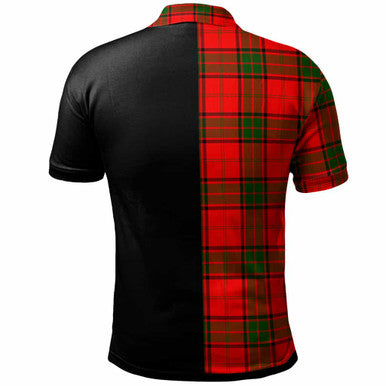 Scottish Maxwell Clan Crest Tartan Polo Shirt - Half in Me Back Side Tartan Plaid