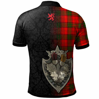 Scottish Maxwell Clan Crest Tartan Polo Shirt - Half Thistle Flowers Celtic Design Back Side Tartan Plaid