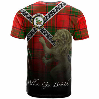 Scottish Maxwell Clan Crest Tartan T-Shirt - Celtic With Scotland Lion Back Side Tartan Plaid
