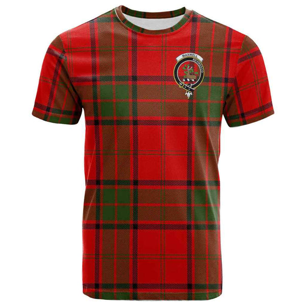 Scottish Maxwell Clan Crest Tartan T-Shirt Front Side Tartan Plaid