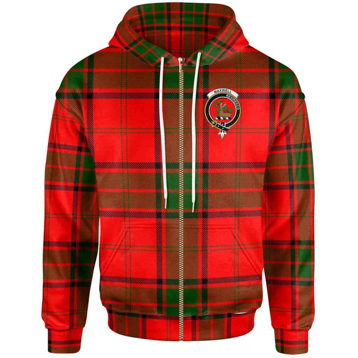 Scottish Maxwell Clan Crest Tartan Hoodie Zip Tartan Plaid
