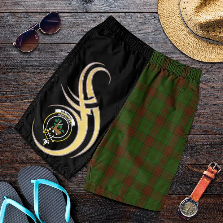 Scottish Maxwell Hunting Clan Crest Tartan Believe in Me Men's Shorts