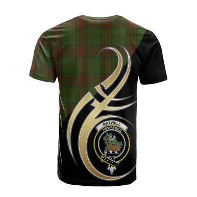 Scottish Maxwell Hunting Clan Crest Tartan T-Shirt Believe in Me Back Side Tartan Plaid