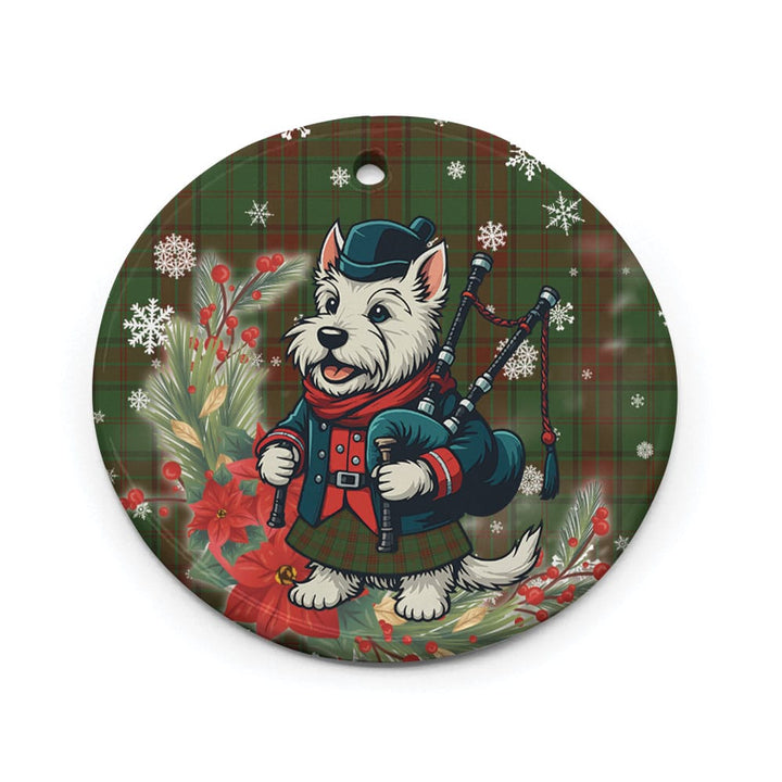 Scottish Maxwell Hunting Clan Tartan Ceramic Ornament Cute Scottish Terrier Dog Circle Style Tartan Plaid
