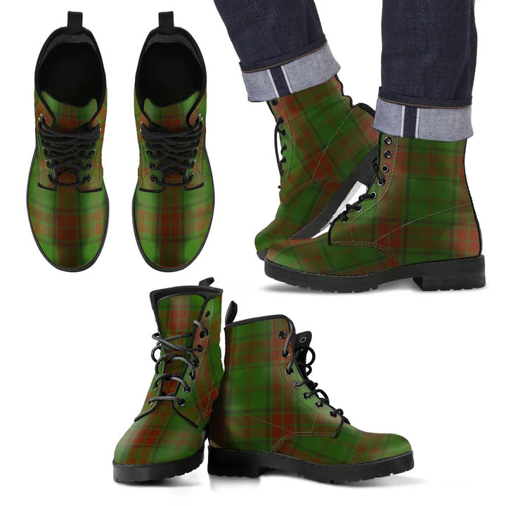 Scottish Maxwell Hunting Clan Tartan Leather Boots