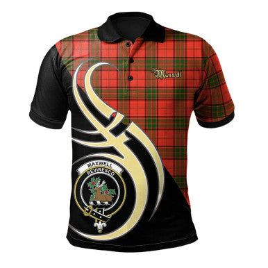 Scottish Maxwell Modern Clan Crest Tartan Polo Shirt Believe in Me Front Side Tartan Plaid