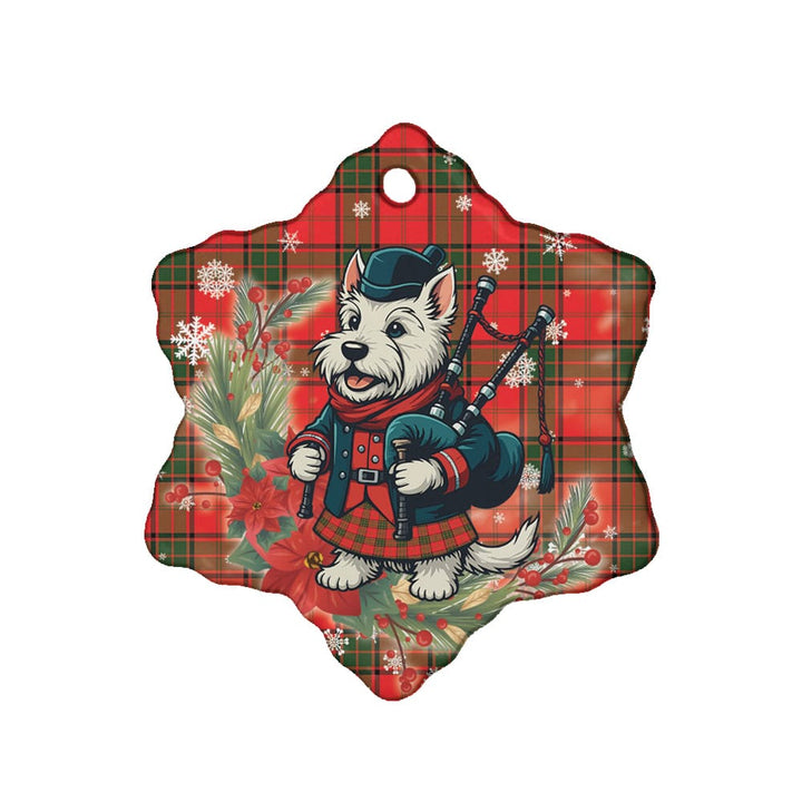 Scottish Maxwell Modern Clan Tartan Ceramic Ornament Cute Scottish Terrier Dog Snow Flake Style Tartan Plaid