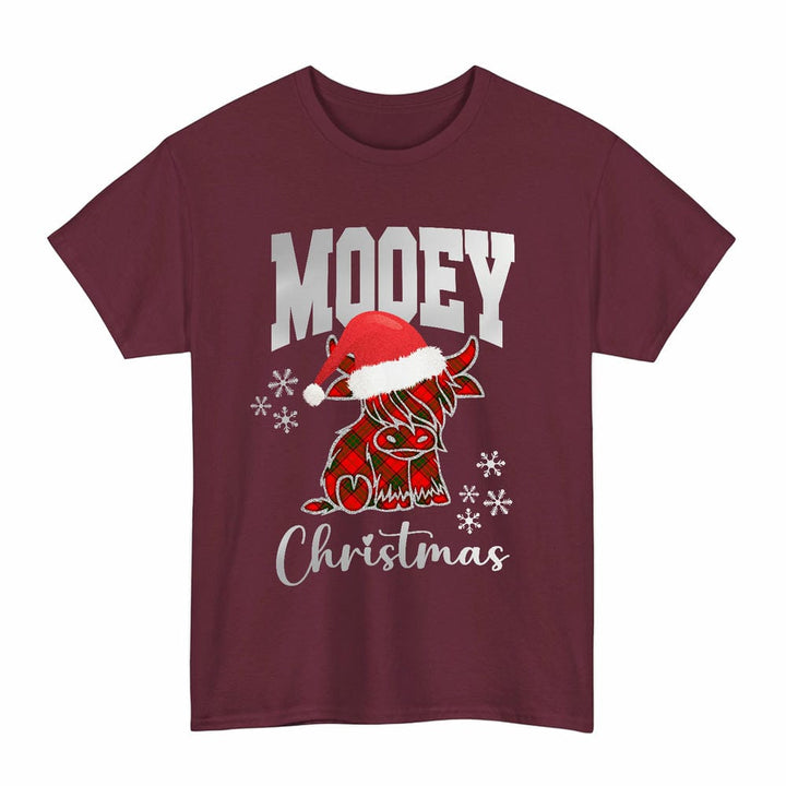 Scottish Maxwell Modern Clan Tartan T-Shirt - Mooey Christmas Tartan Plaid Maroon Color