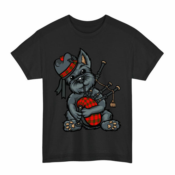Scottish Maxwell Modern Clan Tartan Terrier Bagpipes T-Shirt Tartan Plaid Black Color