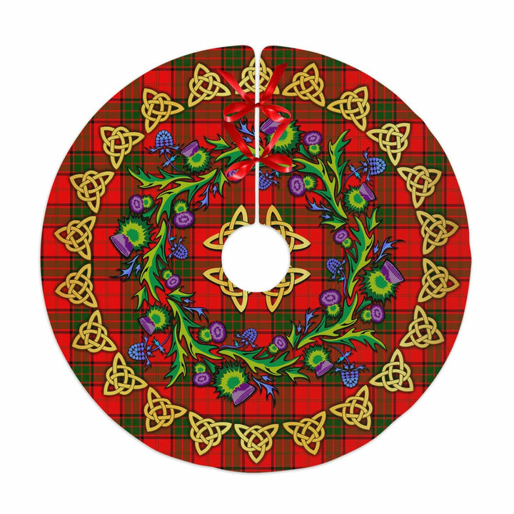 Scottish Maxwell Modern Clan Tartan Thistle Celtic Knot Christmas Tree Skirt No Tassels Tartan Plaid 1