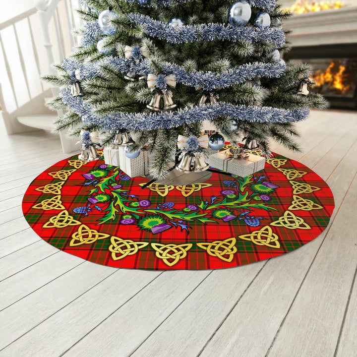 Scottish Maxwell Modern Clan Tartan Thistle Celtic Knot Christmas Tree Skirt No Tassels Tartan Plaid 3