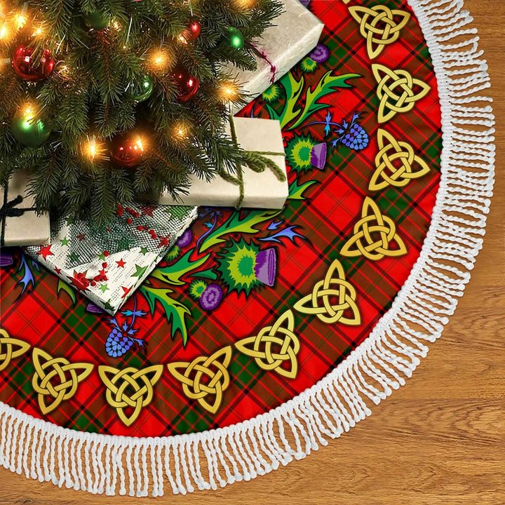 Scottish Maxwell Modern Clan Tartan Thistle Celtic Knot Christmas Tree Skirt Tassels Tartan Plaid 2
