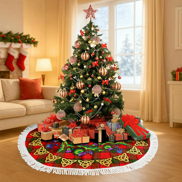 Scottish Maxwell Modern Clan Tartan Thistle Celtic Knot Christmas Tree Skirt Tassels Tartan Plaid 3