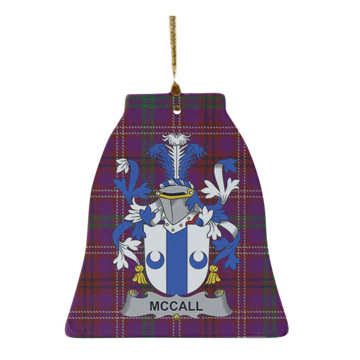 Scottish McCall Clan Crest Tartan Ceramic Ornament Bell Shape Tartan Plaid