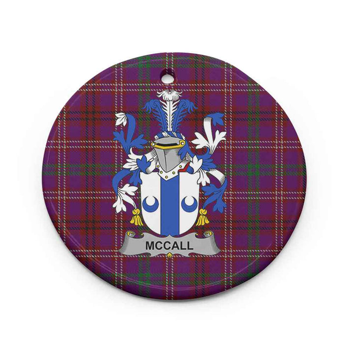 Scottish McCall Clan Crest Tartan Ceramic Ornament Circle Shape Tartan Plaid